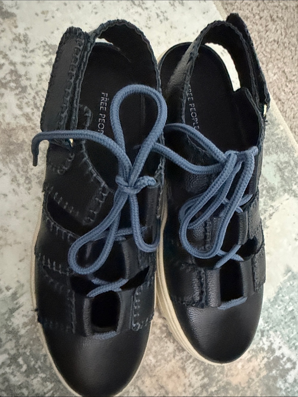 Free People Navy Lace-Up Fisherman Sandals